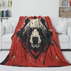 Ours noir Plaid en Polaire Imprimé 3D Couverture Douce Confortable pour Canapé Lit Bureau