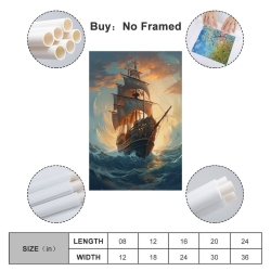 Voilier Peinture sur toile sans cadre, impressions posters art mural pour déco maison chambre bureau