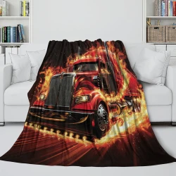 Gros camion Plaid en Polaire Imprimé 3D Couverture Douce Confortable pour Canapé Lit Bureau