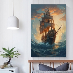 Voilier Peinture sur toile sans cadre, impressions posters art mural pour déco maison chambre bureau