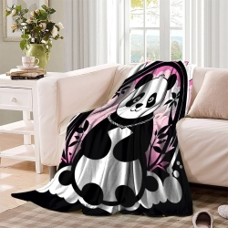 Panda Plaid en Polaire Imprimé 3D Couverture Douce Confortable pour Canapé Lit Bureau