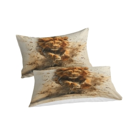 Lion Housse de Couette Imprimée 3D Douce 3 Pièces Literie Garçons Filles