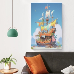Voilier Peinture sur toile sans cadre, impressions posters art mural pour déco maison chambre bureau