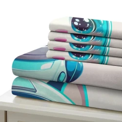 Space Chat Housse de Couette Imprimée 3D Douce 3 Pièces Literie Garçons Filles