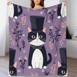 Cartoon Gatto Coperta in Pile Stampata 3D Morbida e Confortevole per Divano Letto Ufficio