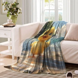 Canard jaune Plaid en Polaire Imprimé 3D Couverture Douce Confortable pour Canapé Lit Bureau