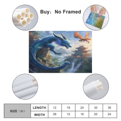 Dragon Peinture sur toile sans cadre, impressions posters art mural pour déco maison chambre bureau