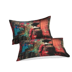 Art graffiti japonais Housse de Couette Imprimée 3D Douce 3 Pièces Literie Garçons Filles