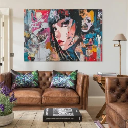 Art graffiti japonais Peinture sur toile sans cadre, impressions posters art mural pour déco maison chambre bureau