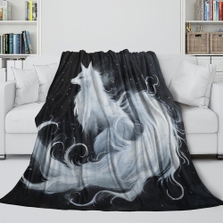 Loup Plaid en Polaire Imprimé 3D Couverture Douce Confortable pour Canapé Lit Bureau