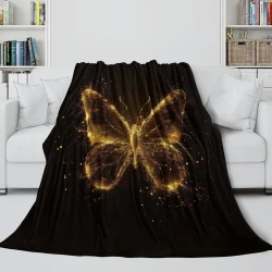 Papillon Plaid en Polaire Imprimé 3D Couverture Douce Confortable pour Canapé Lit Bureau