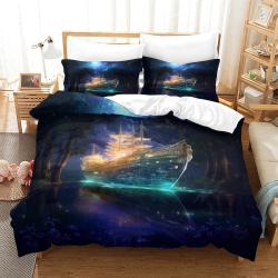 Voilier Housse de Couette Imprimée 3D Douce 3 Pièces Literie Garçons Filles