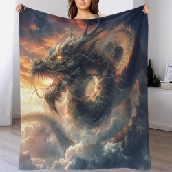 Dragon Plaid en Polaire Imprimé 3D Couverture Douce Confortable pour Canapé Lit Bureau
