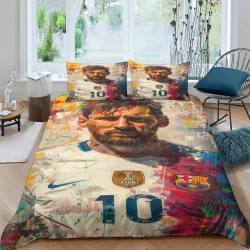 Lionel Messi Housse de Couette Imprimée 3D Douce 3 Pièces Literie Garçons Filles