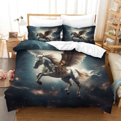 Cheval Housse de Couette Imprimée 3D Douce 3 Pièces Literie Garçons Filles