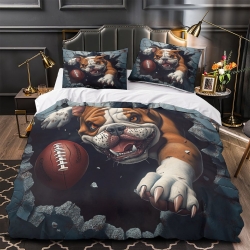 Bouledogue Housse de Couette Imprimée 3D Douce 3 Pièces Literie Garçons Filles