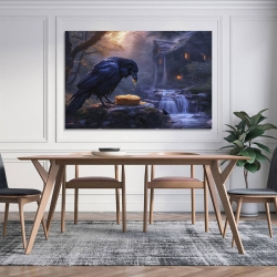 Corbeau Peinture sur toile sans cadre, impressions posters art mural pour déco maison chambre bureau