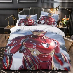 Avengers Iron Man Housse de Couette Imprimée 3D Douce 3 Pièces Literie Garçons Filles