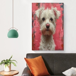 White Chien Peinture sur toile sans cadre, impressions posters art mural pour déco maison chambre bureau