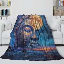 Buddha 3D Printed Fleece Throw Blanket Soft Cozy Blanket for Couch Sofa Bed Office