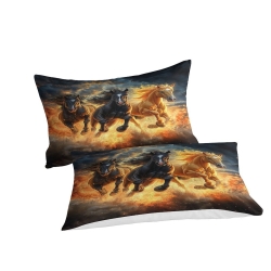 Cheval Housse de Couette Imprimée 3D Douce 3 Pièces Literie Garçons Filles