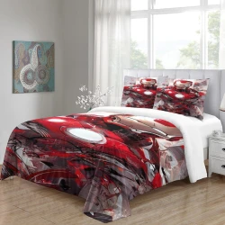 Avengers Iron Man Housse de Couette Imprimée 3D Douce 3 Pièces Literie Garçons Filles