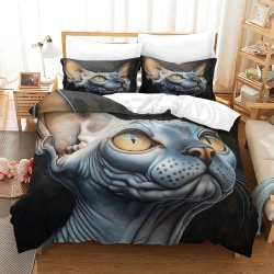 Chat sphynx Housse de Couette Imprimée 3D Douce 3 Pièces Literie Garçons Filles