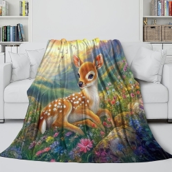 Cerf sika Plaid en Polaire Imprimé 3D Couverture Douce Confortable pour Canapé Lit Bureau