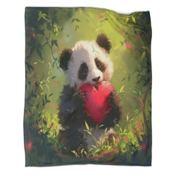 Giant Panda Plaid en Polaire Imprimé 3D Couverture Douce Confortable pour Canapé Lit Bureau