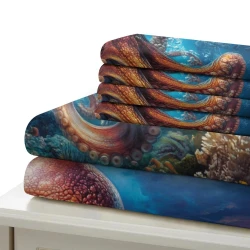 Pieuvre Housse de Couette Imprimée 3D Douce 3 Pièces Literie Garçons Filles