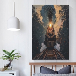 Train à vapeur Peinture sur toile sans cadre, impressions posters art mural pour déco maison chambre bureau