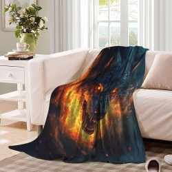Loup Plaid en Polaire Imprimé 3D Couverture Douce Confortable pour Canapé Lit Bureau