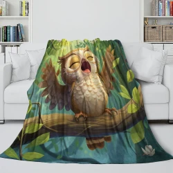 Hibou Plaid en Polaire Imprimé 3D Couverture Douce Confortable pour Canapé Lit Bureau