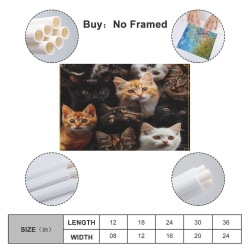 Chat Peinture sur toile sans cadre, impressions posters art mural pour déco maison chambre bureau