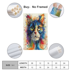 Chat Peinture sur toile sans cadre, impressions posters art mural pour déco maison chambre bureau