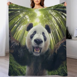 Panda Plaid en Polaire Imprimé 3D Couverture Douce Confortable pour Canapé Lit Bureau