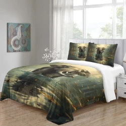 Éléphant Housse de Couette Imprimée 3D Douce 3 Pièces Literie Garçons Filles