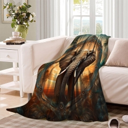 Éléphant Plaid en Polaire Imprimé 3D Couverture Douce Confortable pour Canapé Lit Bureau