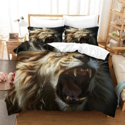 Lion Housse de Couette Imprimée 3D Douce 3 Pièces Literie Garçons Filles