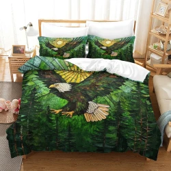 Aigle Housse de Couette Imprimée 3D Douce 3 Pièces Literie Garçons Filles