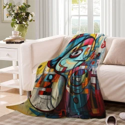 Art abstrait Plaid en Polaire Imprimé 3D Couverture Douce Confortable pour Canapé Lit Bureau