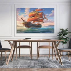Velero Pintura en lienzo sin marco, impresiones de pósters arte pared para decoración hogar dormitorio oficina