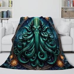Mythe de l'horreur Cthulhu Plaid en Polaire Imprimé 3D Couverture Douce Confortable pour Canapé Lit Bureau