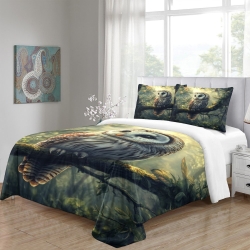 Hibou Housse de Couette Imprimée 3D Douce 3 Pièces Literie Garçons Filles