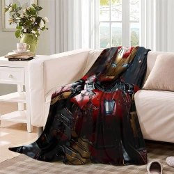 Avengers Iron Man Plaid en Polaire Imprimé 3D Couverture Douce Confortable pour Canapé Lit Bureau