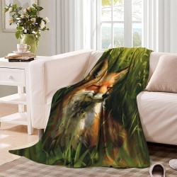 Fox 3D Printed Fleece Throw Blanket Soft Cozy Blanket for Couch Sofa Bed Office