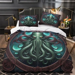 Mito dell'orrore Cthulhu Copripiumino Stampato 3D Morbido 3 Pezzi Biancheria da Letto per Ragazzi Ragazze