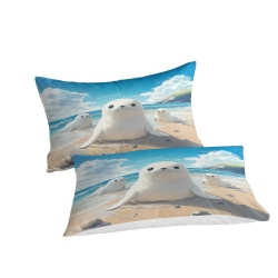 Phoque Housse de Couette Imprimée 3D Douce 3 Pièces Literie Garçons Filles