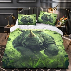 Rhinocéros Housse de Couette Imprimée 3D Douce 3 Pièces Literie Garçons Filles