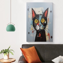 Art abstrait Chat Peinture sur toile sans cadre, impressions posters art mural pour déco maison chambre bureau